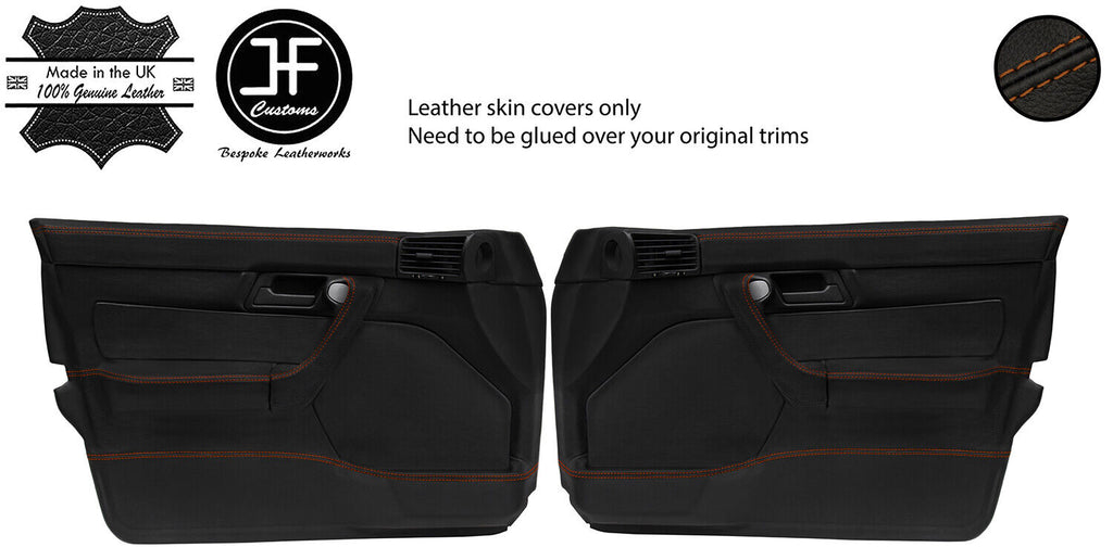 BROWN STITCH 2X FRONT FULL DOOR CARD LTHR COVER FOR BMW E34 88-91 PRE FACELIFT