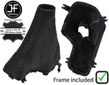 BLACK STITCH LEATHER AUTOMATIC GAITER + PLASTIC FRAME FOR VOLVO V70 XC70 04-07