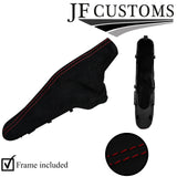 D RED STITCH SUEDE HANDBRAKE GAITER+PLASTIC FRAME FOR BMW MINI R50 R53 01-06