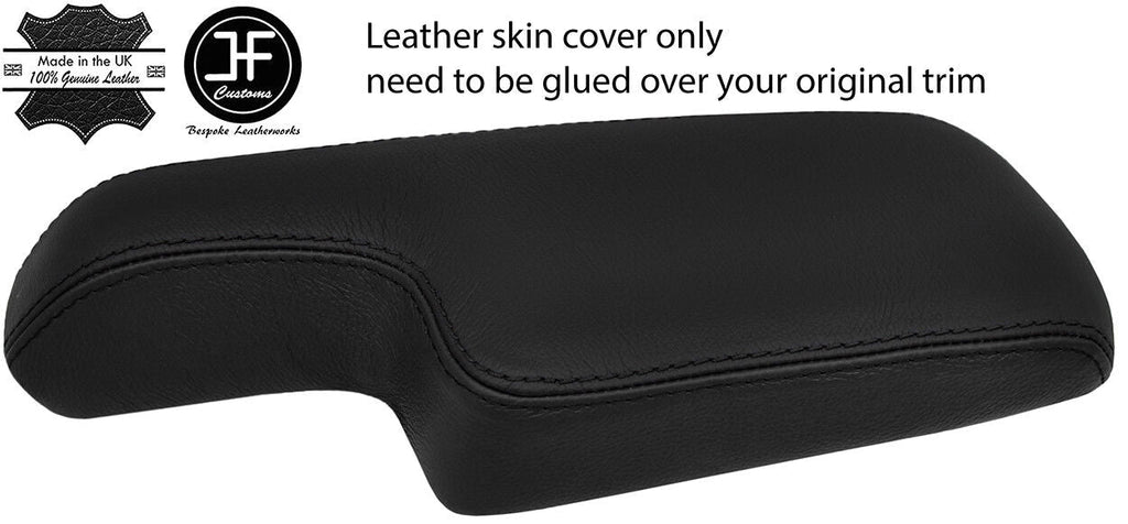 BLACK & BLACK TOP GRAIN REAL LEATHER ARMREST LID COVER FITS HONDA JAZZ 15-18