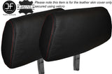 RED STITCHING 2X FRONT HEADREST LEATHER SKIN COVER FITS MG MGB & MG MIDGET