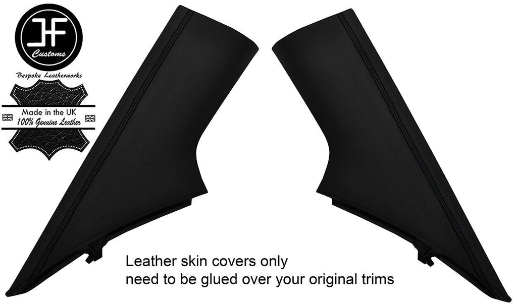 BLACK STITCH 2X REAR C PILLAR LEATHER COVERS FITS CHEVROLET CAMARO 2010-2015