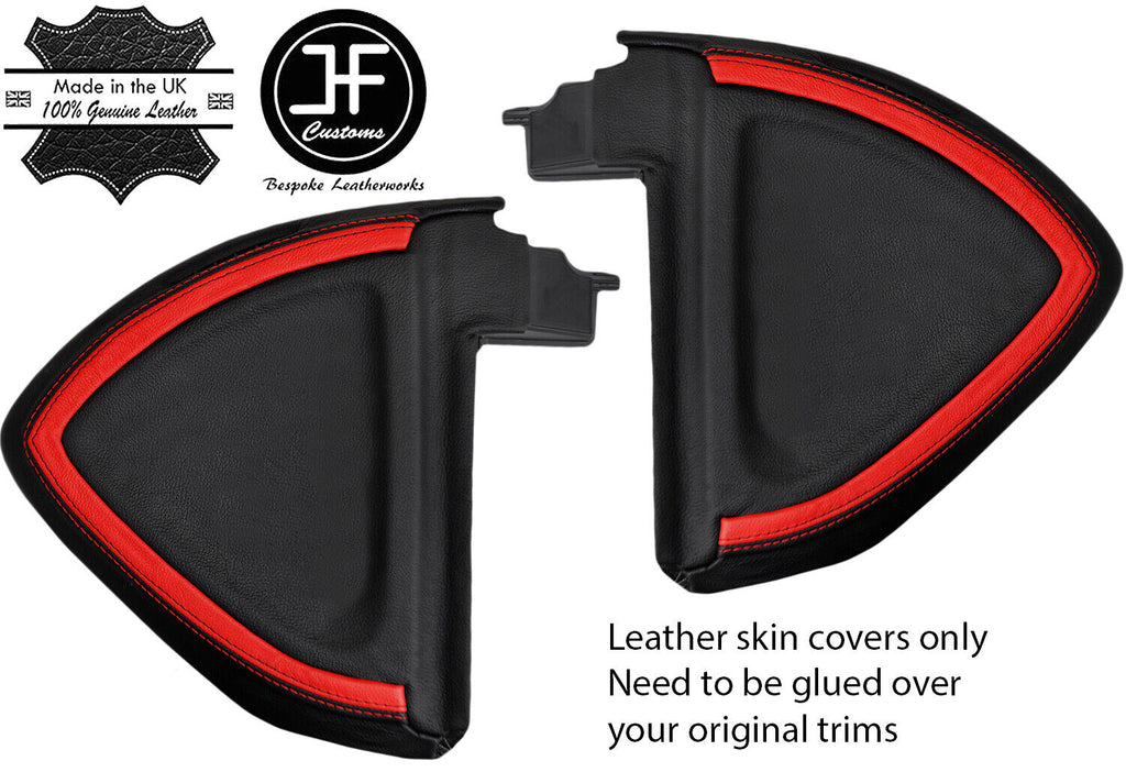 BLACK&RED STCH 2X END DASH SIDE TRIM LEATHER COVER FOR SMART FORTWO 451 07-14