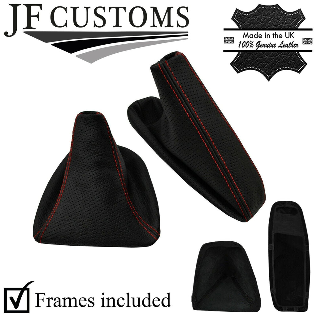 RED STITCH PERFORATED LEATHER GAITER SET+PLASTIC FRAME FOR BMW E90 E91 E92