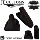 RED STITCH PERFORATED LEATHER GAITER SET+PLASTIC FRAME FOR BMW E90 E91 E92