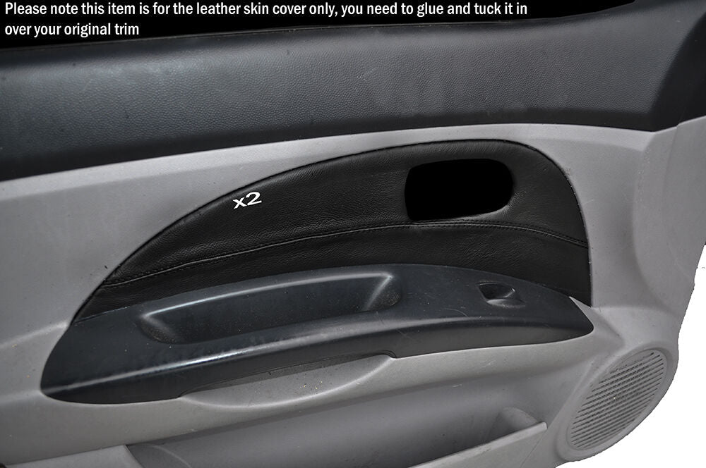 BLACK STITCH 2X FRONT DOOR CARD TRIM LEATHER SKIN COVERS FITS KIA PICANTO 04-11