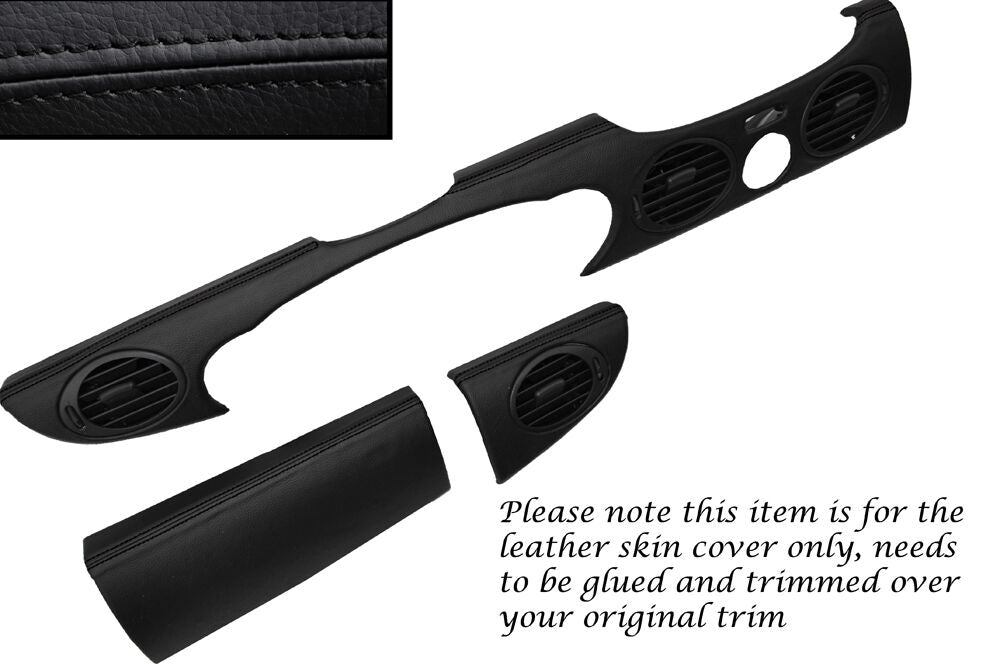BLACK STITCH THREE PIECE DASH TRIM LEATHER SKIN COVERS FITS ROVER 75 & MG ZT