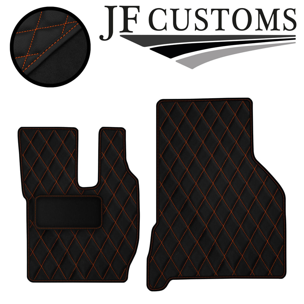 ORANGE DIAMOND STITCH VINYL 4XTAILORED FLOOR CARPET FOR VOLVO FH13 12-20  JF1