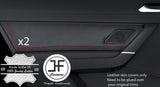 RED STITCH 2X REAR DOOR CARD TRIM LEATHER COVERS FITS VW TOURAN 5T 2015-2019