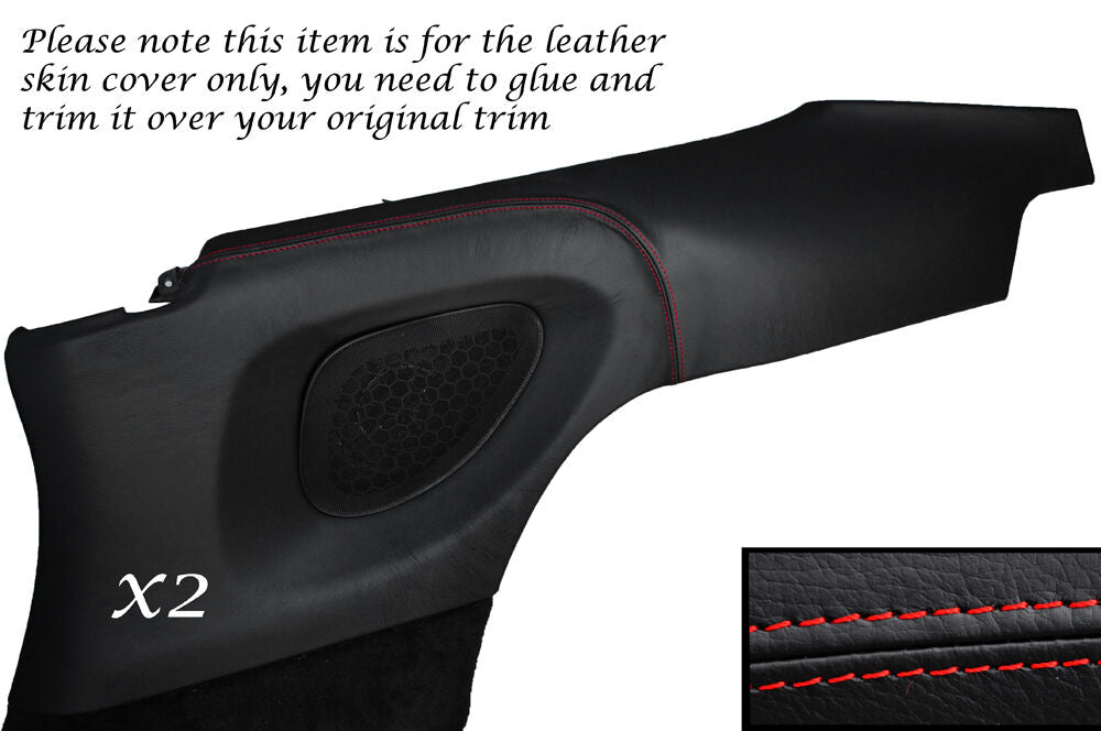 RED STITCH 2X REAR DOOR CARD PANEL SKIN COVERS FITS PORSCHE CARRERA 997 04-11