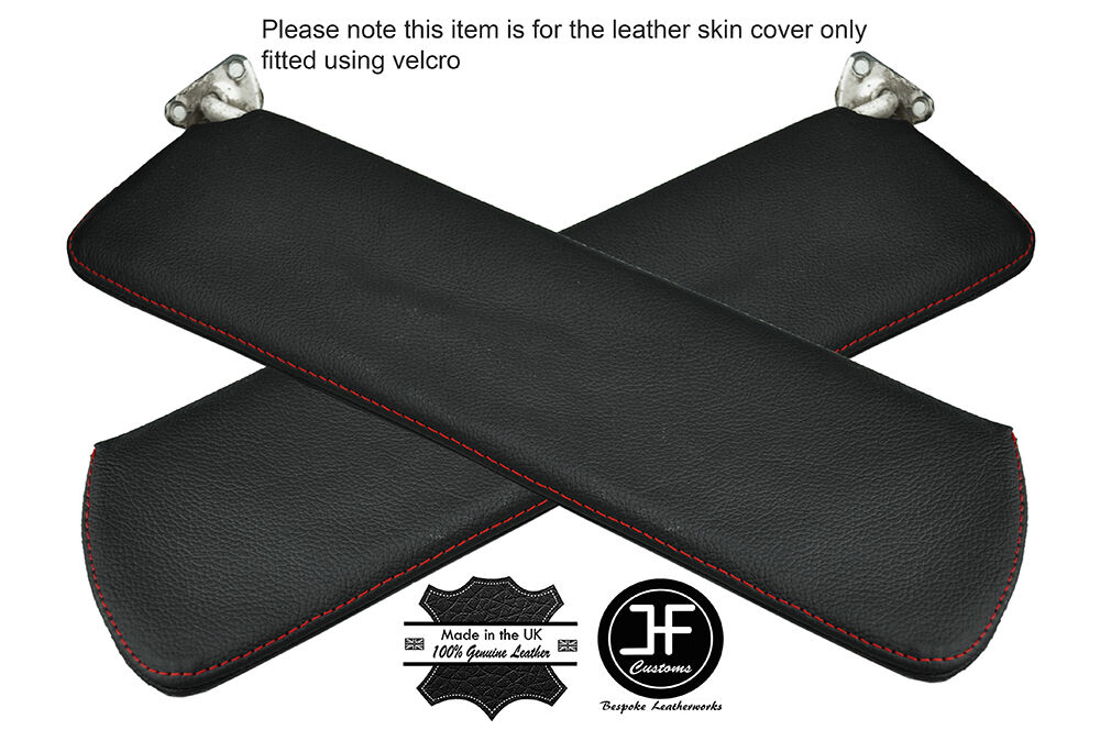 RED STITCHING 2X SUN VISORS LEATHER COVERS FITS FORD CORTINA MK1 CUSTOM NEW