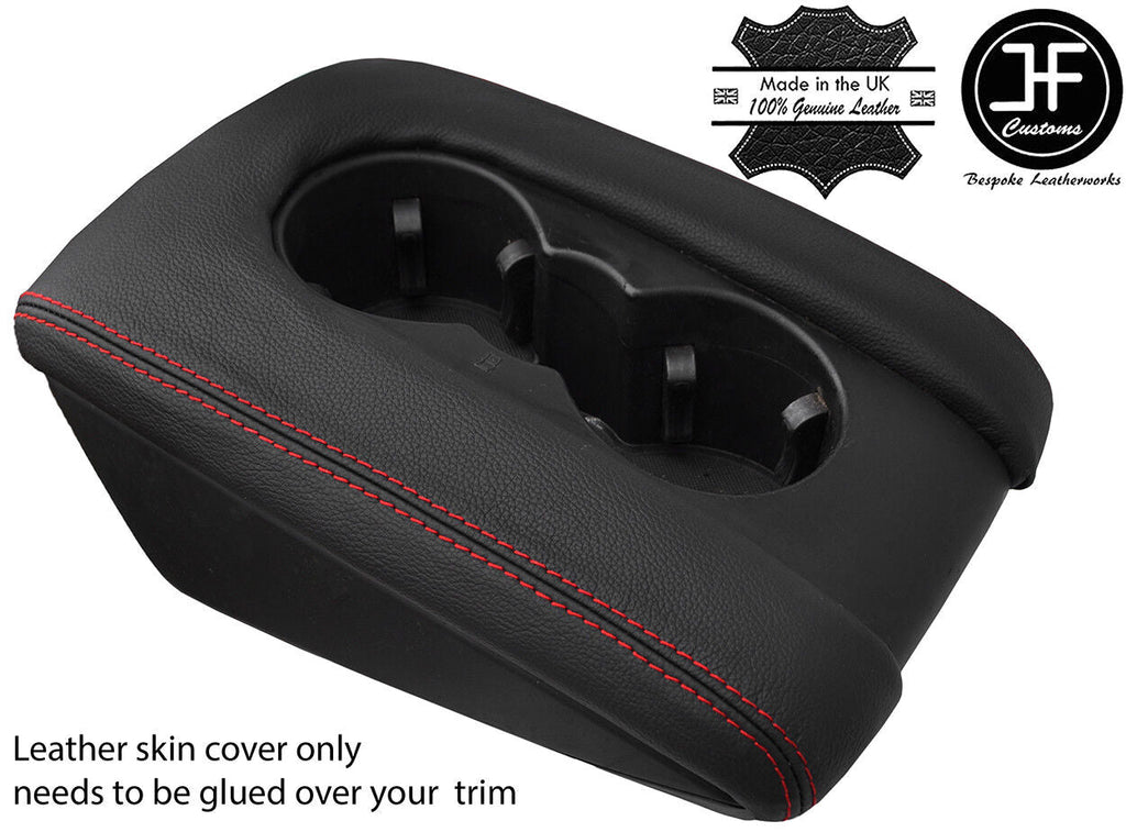 RED STITCH DOUBLE CUP ARMREST LID LEATHER COVER ONLY FITS AUDI Q7 2007-2015