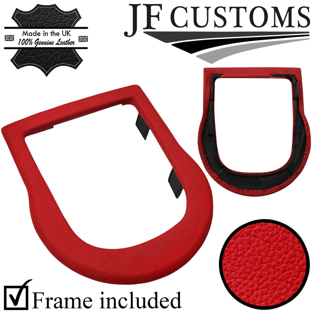 RED LEATHER AUTOMATIC GEAR SURROUND COVER + FRAME FOR CITROEN C4 MK1 04-10