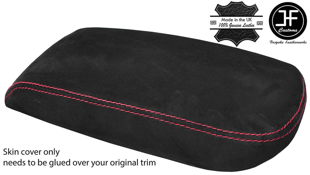 RED STITCHING REAL SUEDE ARMREST LID COVER FITS BMW X4 F26 2014-2018 CUSTOM NEW