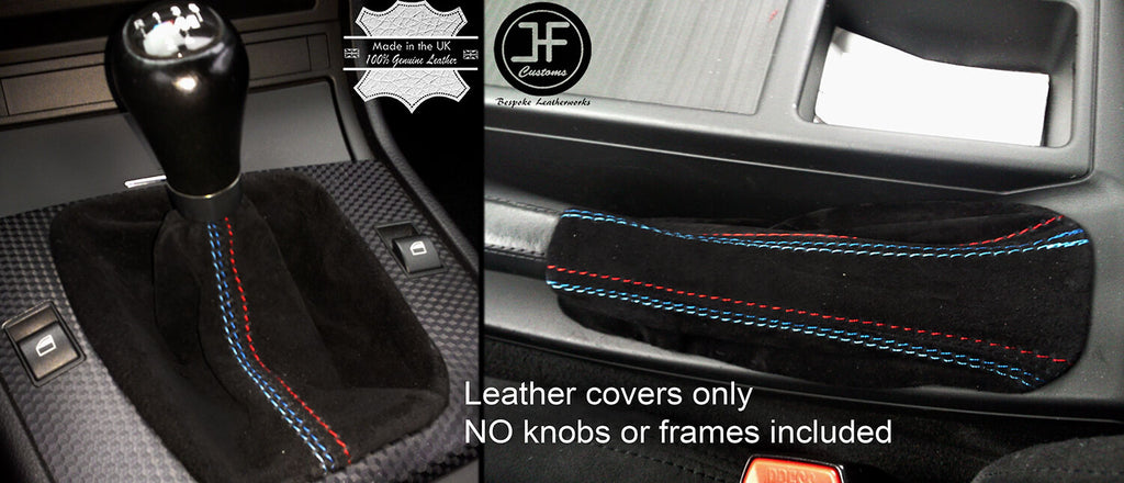 FOR BMW 3 SERIES E36 E46 1991-2005 GEAR HANDBRAKE FAUX SUEDE TRI STITCH