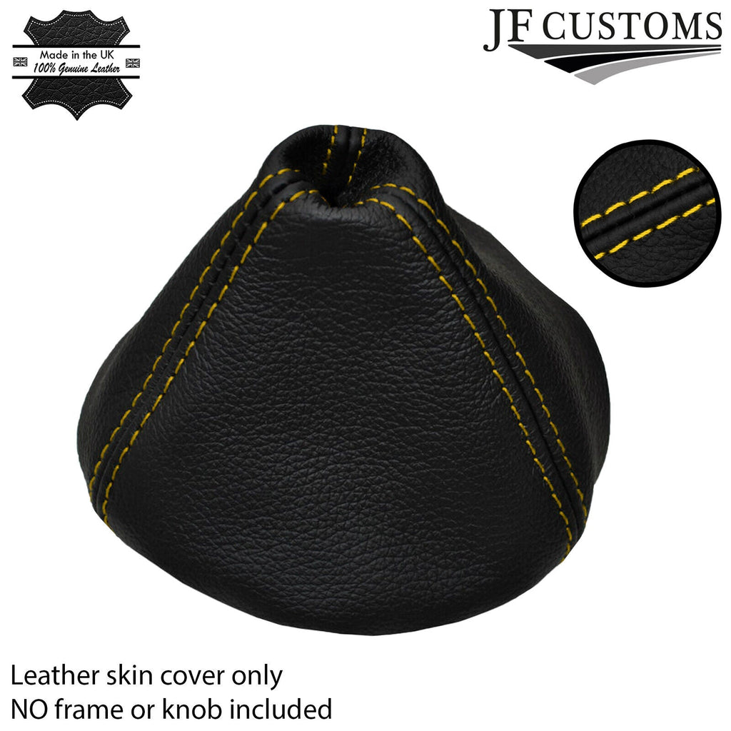 YELLOW DOUBLE STITCH FITS FIAT 500 & ABARTH  GEAR GAITER  REAL LEATHER  2007+