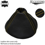 YELLOW DOUBLE STITCH FITS FIAT 500 & ABARTH  GEAR GAITER  REAL LEATHER  2007+