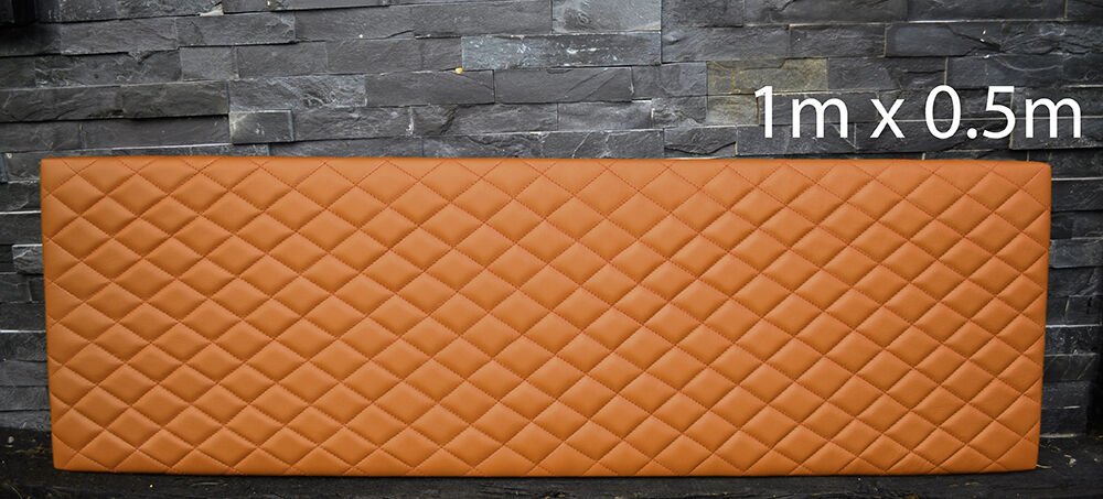ORANGE TAN LEATHER WITH PADDED DIAMOND STITCH 1Mx0.5M UPHOLSTERY FURNITURE AUTO