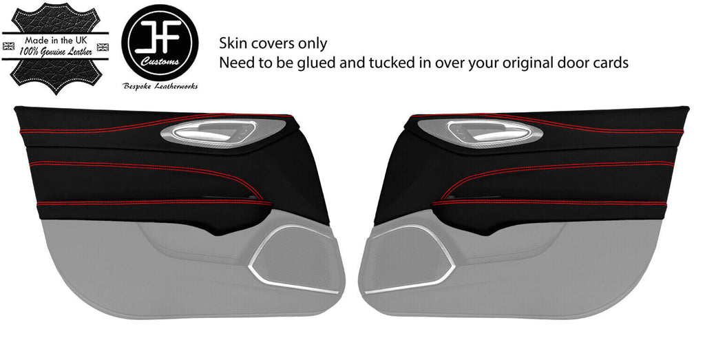 RED STITCH FRONT DOOR CARD KIT NAPPA COVERS FOR ALFA ROMEO GIULIA 15-20