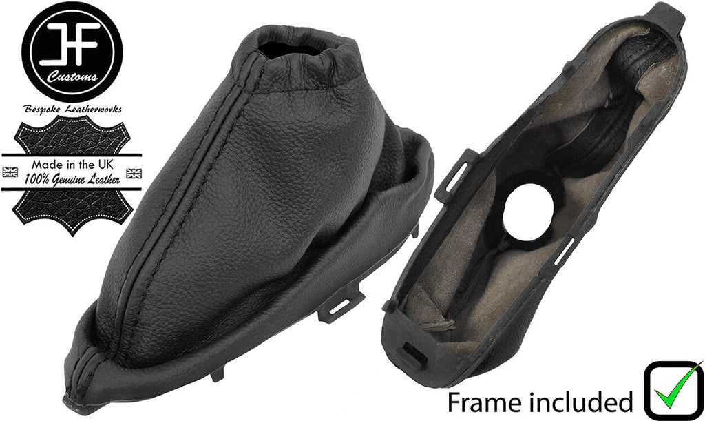 BLACK REAL LEATHER HANDBRAKE GAITER + PLASTIC FRAME FOR JAGUAR X-TYPE 01-09