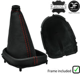 RED STITCH LEATHER GEAR GAITER + PLASTIC FRAME+TOP RING FITS FORD PUMA 97-02