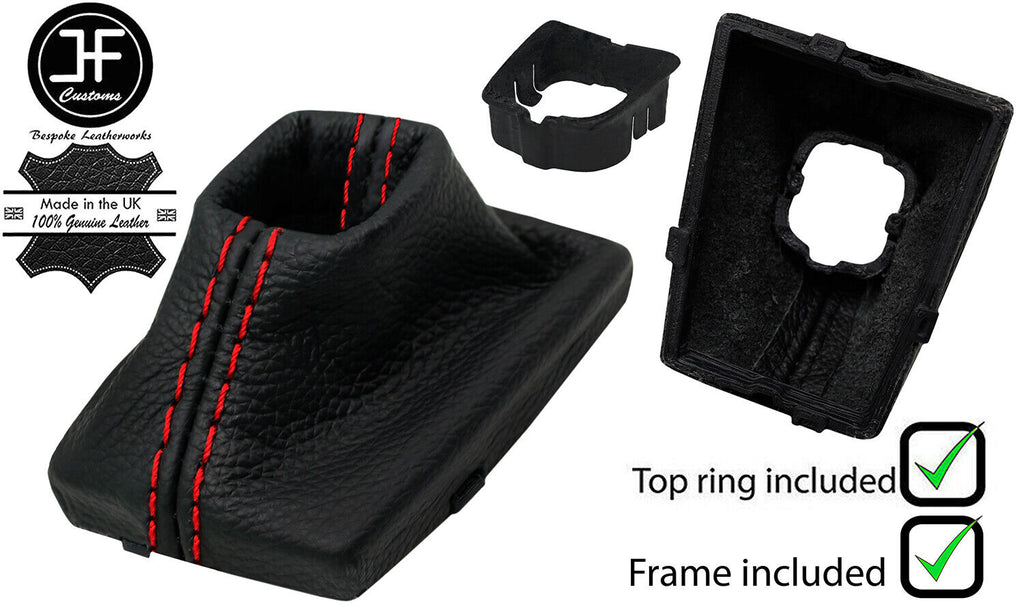 RED  STITCH LEATHER AUTOMATIC STRONIC GEAR+FRAME+TOP RING FOR AUDI A4 B9 15-20