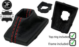 RED  STITCH LEATHER AUTOMATIC STRONIC GEAR+FRAME+TOP RING FOR AUDI A4 B9 15-20