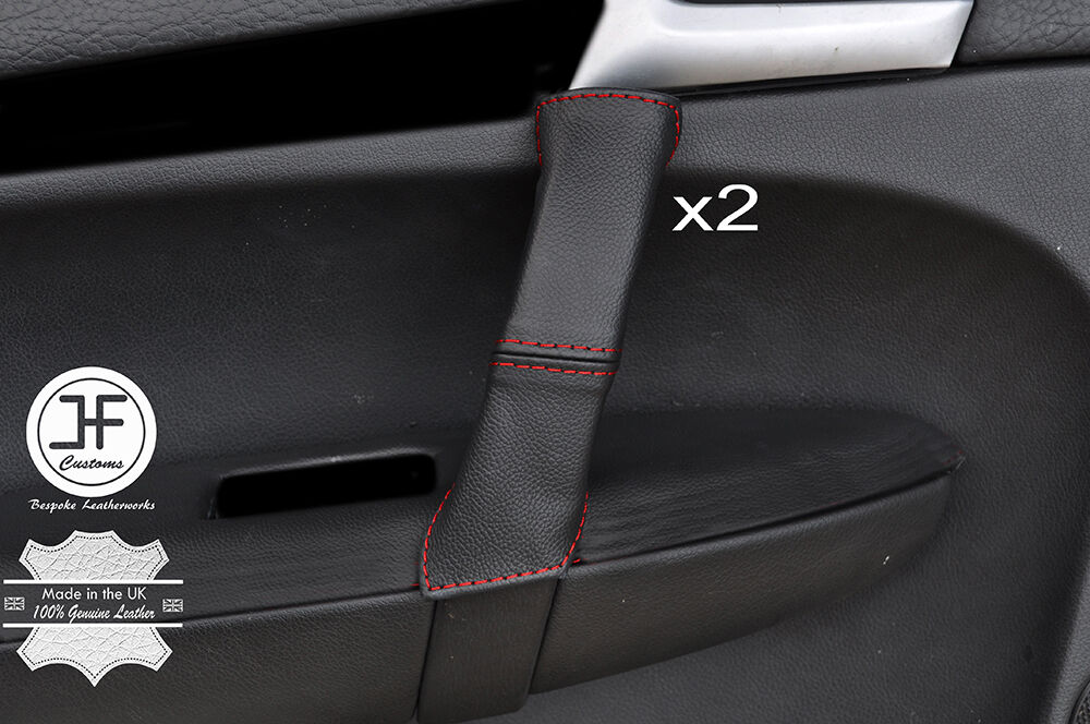 RED STITCH 2X REAR DOOR HANDLE LEATHER COVERS FITS PORSCHE CAYENNE 955 957