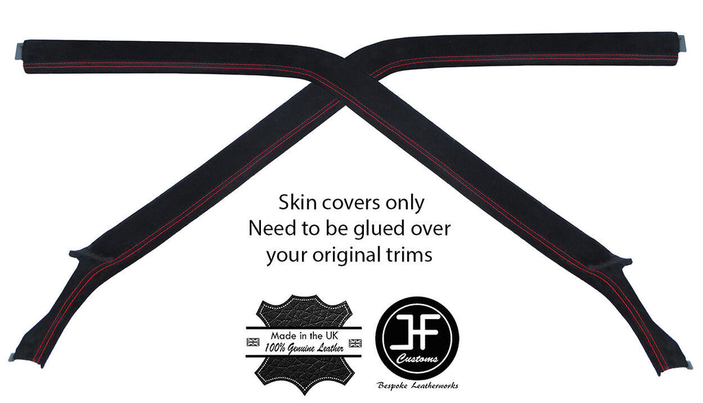 RED STITCHING 2X PILLAR TRIM REAL SUEDE COVERS FITS RENAULT 5 GT TURBO