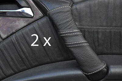 white stitch FITS MERCEDES ML CLASS W163 98-05 2X DOOR HANDLE LEATHER COVERS