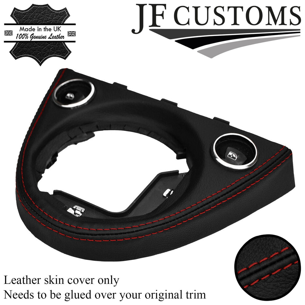 D RED STITCH AUTOMATIC GEAR SURROUND LEATHER COVER FOR FIAT 500 2007-2020