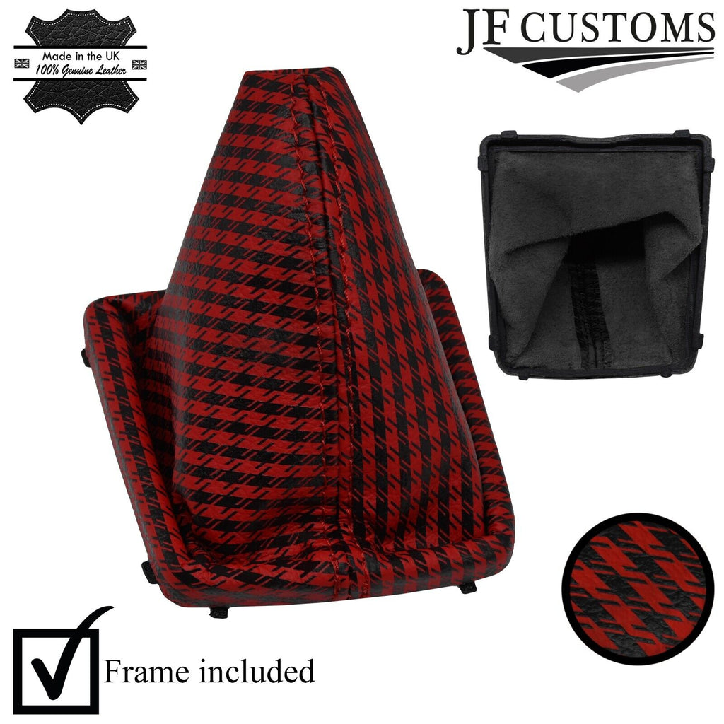 FOR FORD FOCUS MK2 04-08 D RED STITCH UV PRINTED LEATHER GEAR GAITER + FRAME