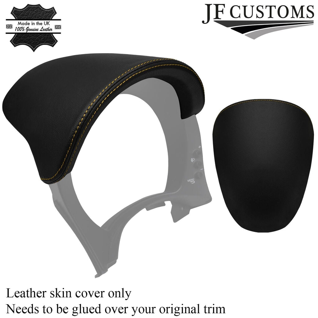 YELLOW STITCH SPEEDO HOOD LEATHER COVER FOR FIAT 500 2015-2020 CUSTOM NEW