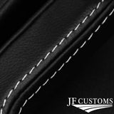 WHITE STITCH LEATHER COVERED STEERING WHEEL TRIMS+FRAMES FOR FORD MUSTANG 10-14