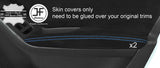 BLUE STITCH 2X FRONT DOOR ARMREST REAL SUEDE COVERS FITS AUDI A4 B8 2008-2015