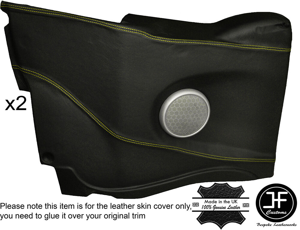 YELLOW STICH 2X REAR DOOR CARD LEATHER COVER FITS BMW MINI R52 CONVERTIBLE 04-06
