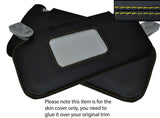 YELLOW STITCHING 2X SUN VISORS LEATHER SKIN COVERS FITS PEUGEOT 207 2006-2013