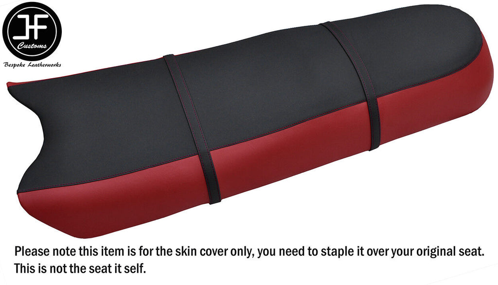 BLACK & DARK RED VINYL CUSTOM FITS TIGERSHARK 770 640 3 SEATER SEAT COVER