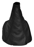 FITS SUBARU IMPREZA WRX STI 2001-2005 LEATHER GEAR GAITER  BLACK DOUBLE STITCH