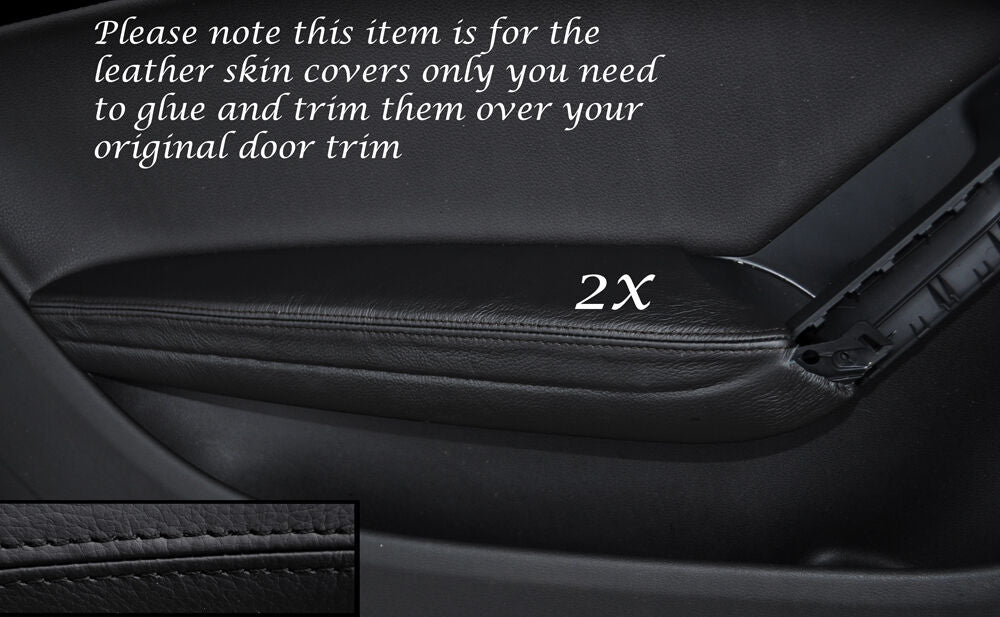 BLACK STITCH 2X FRONT DOOR ARMREST LEATHER SKIN COVERS FITS AUDI A5 07-14 3 DOOR