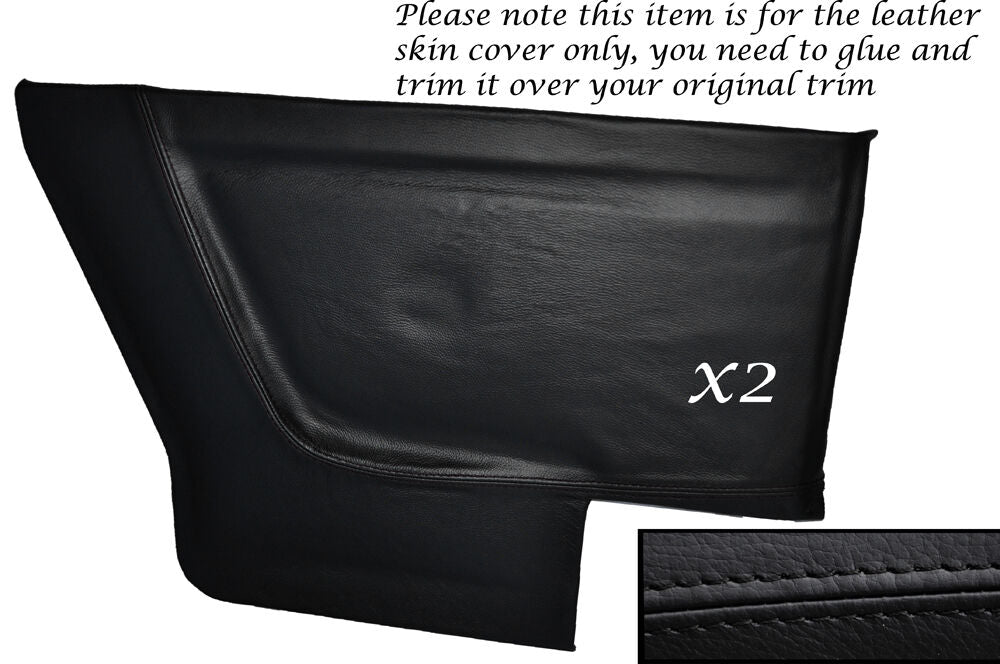 BLACK STITCH 2X REAR DOOR CARDS LEATHER SKIN COVERS FITS VW GOLF MK1 CABRIO