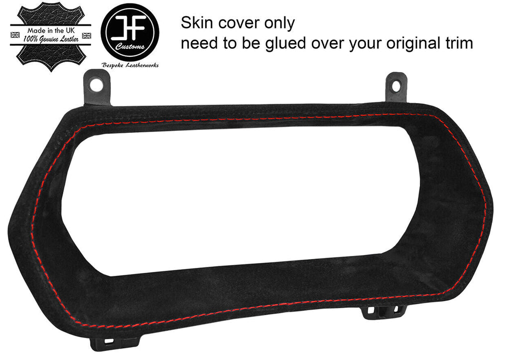 RED STITCH INSTRUMENT SPEEDO BEZEL TRIM SUEDE COVER FOR TESLA MODEL S 12-18