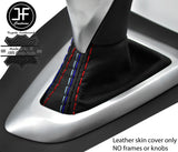 BLACK NAPPA LEATHER TRI STITCH AUTOMATIC GEAR GAITER FOR BMW 2 F22 F23 13-19