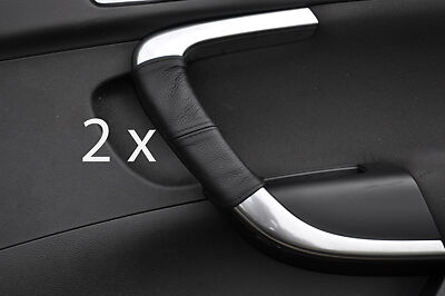 black sttiching FITS VAUXHALL INSIGNIA 08+ 2X REAR DOOR HANDLE LEATHER COVERS
