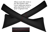 RED STITCH 2X A POST PILLARS LEATHER SKIN COVERS FITS CITROEN C2 2003-2011