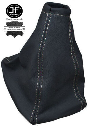 WHITE STITCHING DARK GREY LEATHER GEAR GAITER FITS MERCEDES SPRINTER VAN 01-05