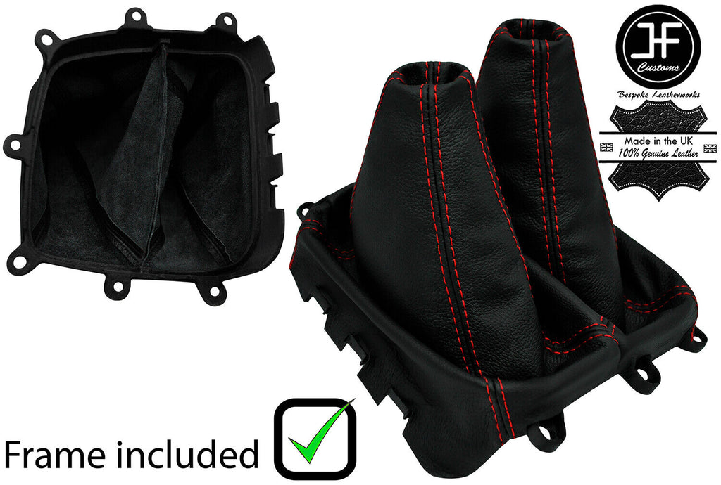 RED STITCH LEATHER MANUAL GEAR& HI LOW GAITER+FRAME FOR MITSUBISHI L200 06-09
