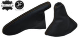 YELLLOW STITCH GENUINE LEATHER GEAR+HANDBRAKE GAITER FITS FORD FIESTA MK6 02-08