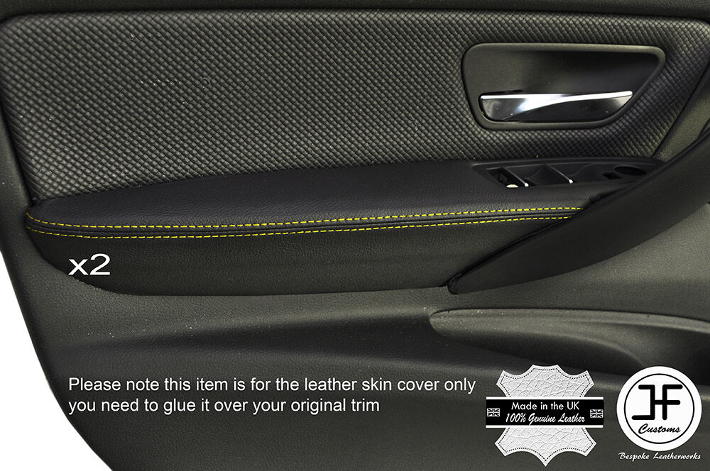YELLOW STITCH 2X FRONT DOOR ARMREST LEATHER COVERS FITS BMW 3 SERIES F30 F31