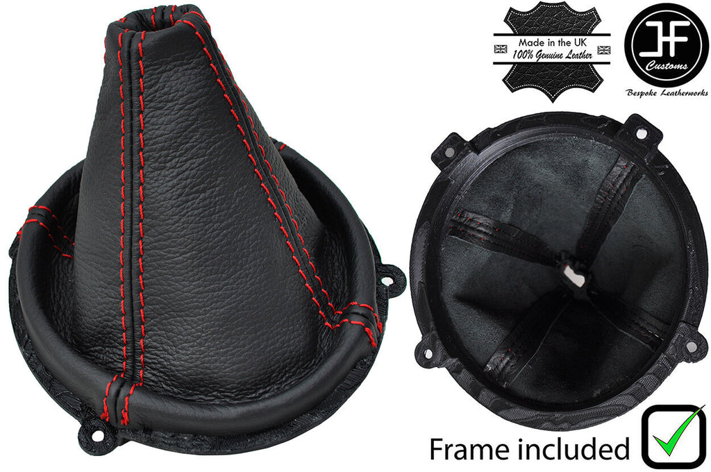 RED STITCH LEATHER MANUAL GEAR GAITER+PLASTIC FRAME FOR HYUNDAI COUPE 02-08